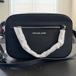 Michael Kors Black Shoulder Bag with Silver Accents